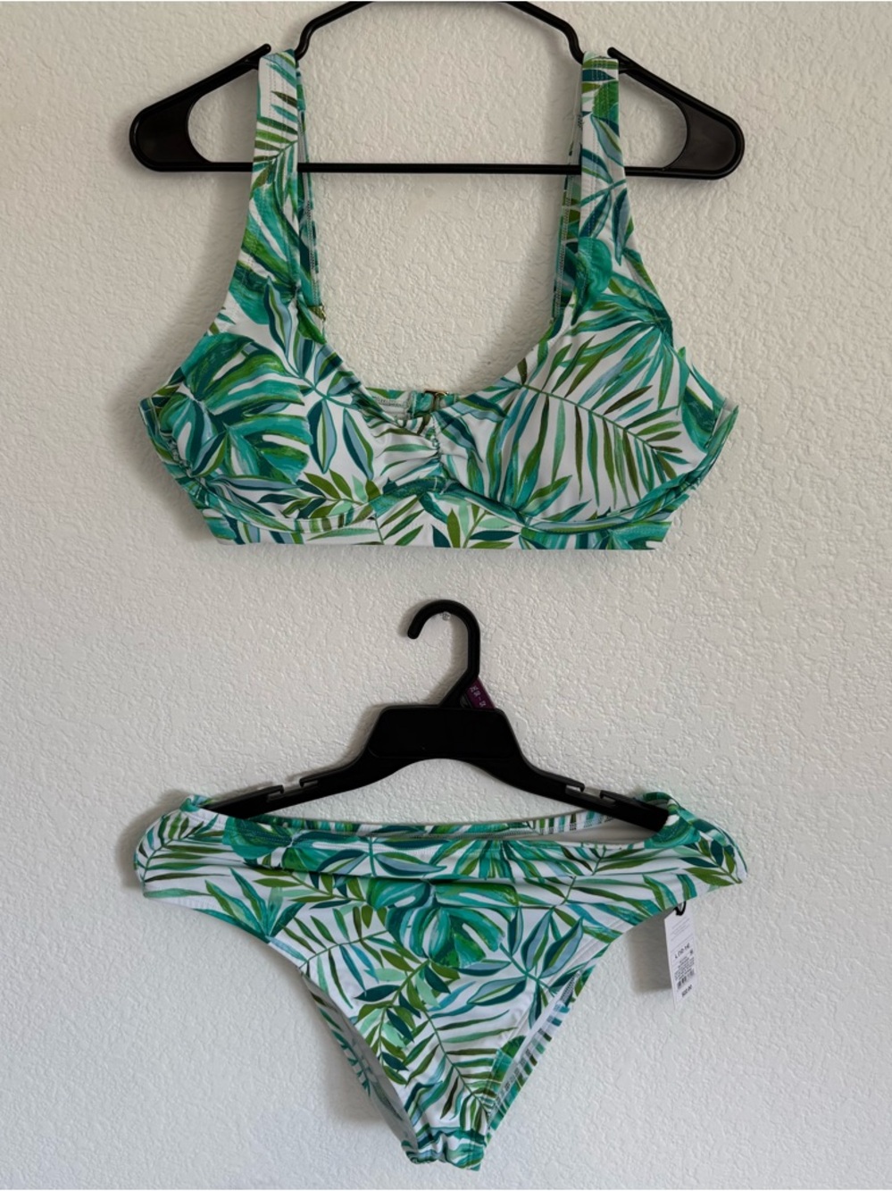 Shade & Shore Green & White Tropical Bikini | Size L